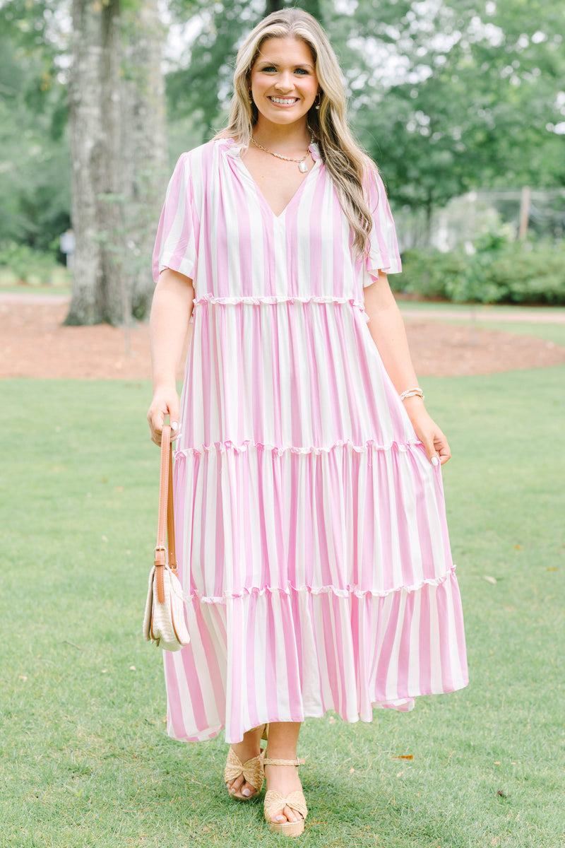 bubble gum pink maxi dress Women's Straight Shot Dress, Founder's Picks Size:48L Made in China Sparkly Sea Blue V-Neck