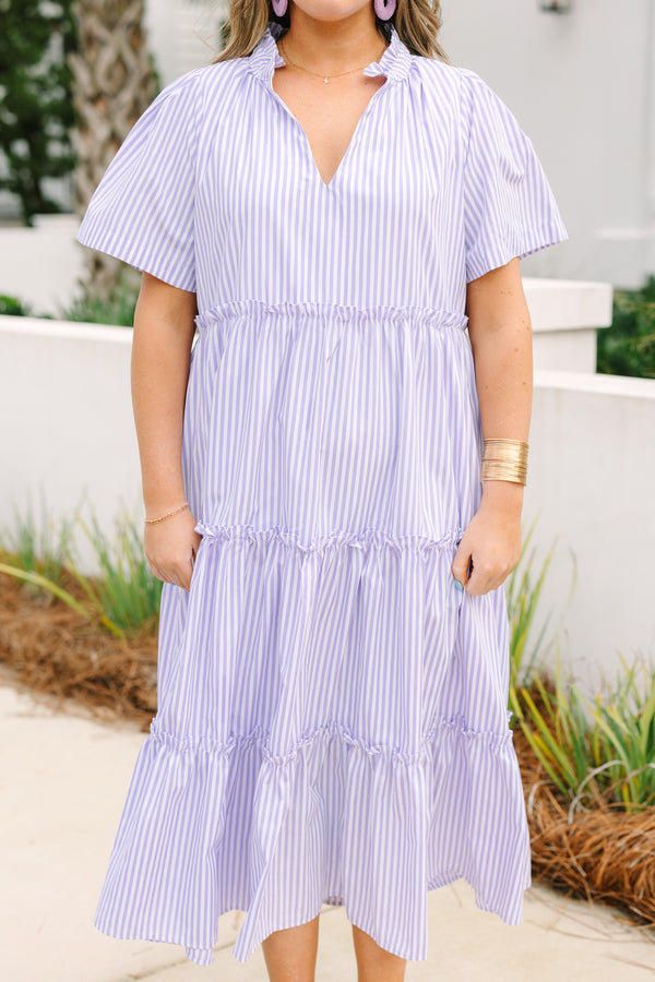 Straight Shot Dress, Purple Stripe