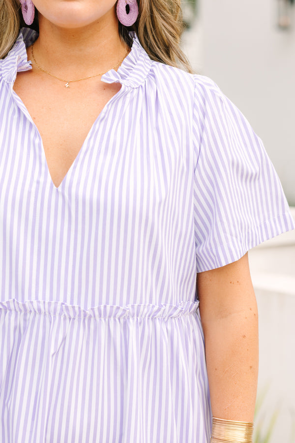 Straight Shot Dress, Purple Stripe