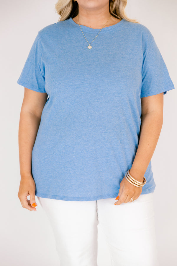 String of Luck Tee, Heather Ocean Blue