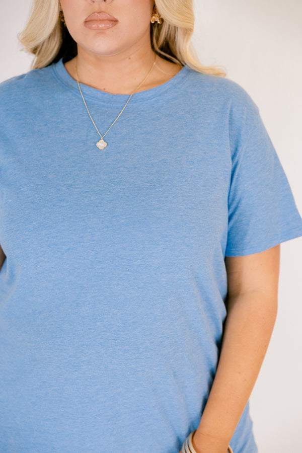 String of Luck Tee, Heather Ocean Blue