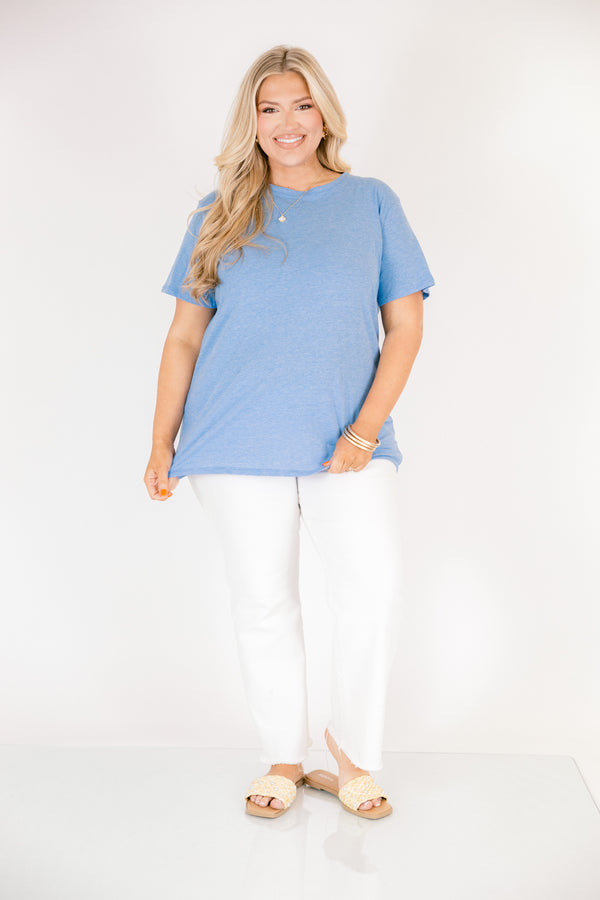 String of Luck Tee, Heather Ocean Blue