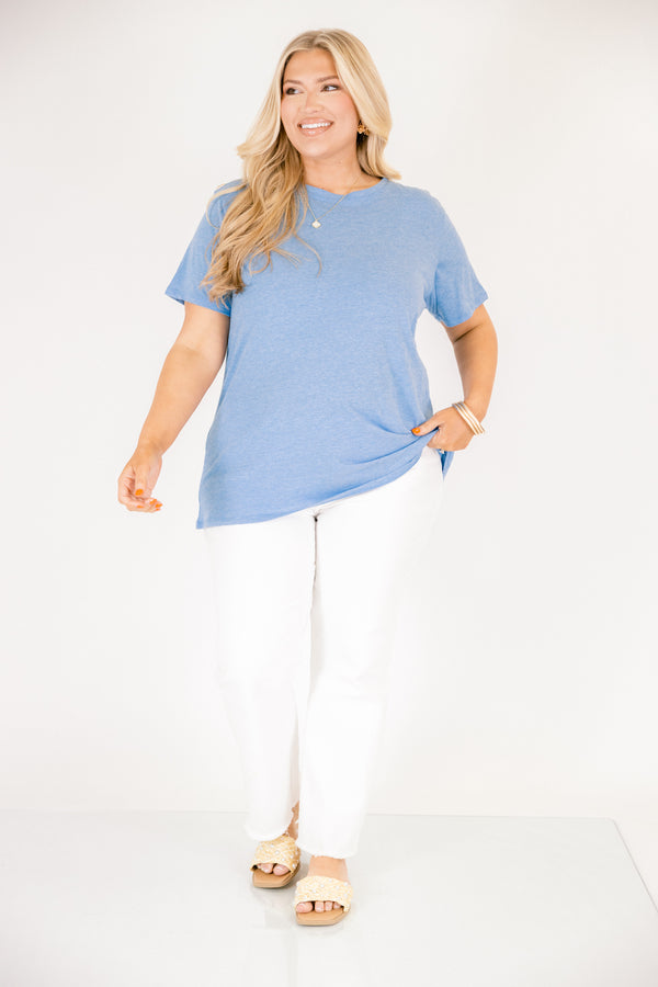 String of Luck Tee, Heather Ocean Blue