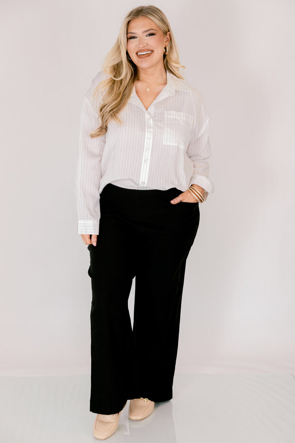 Chic Soul plus size clothing, black straight leg jean with two front pockets 
