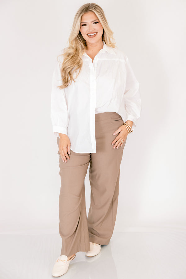 Chic Soul plus size clothing, khaki flare dress pants 