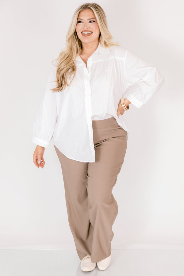 Chic Soul plus size clothing, khaki flare dress pants 