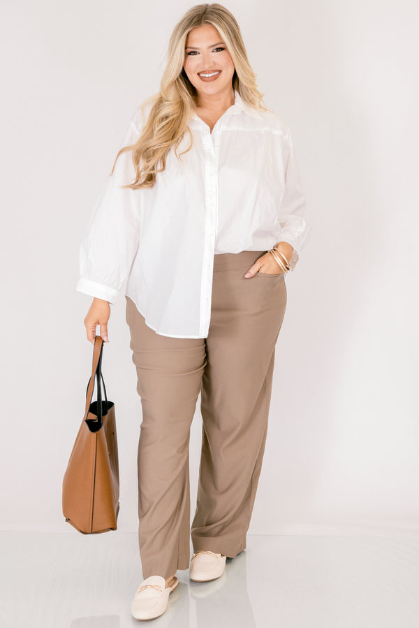 Chic Soul plus size clothing, khaki flare dress pants 
