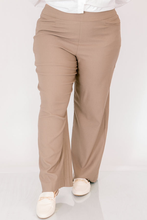 Chic Soul plus size clothing, khaki flare dress pants 