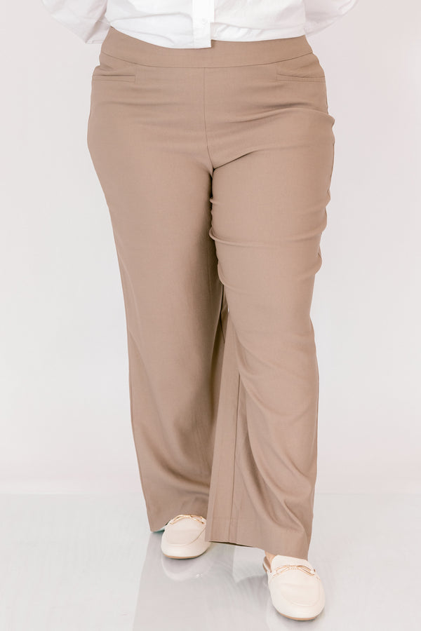 Chic Soul plus size clothing, khaki flare dress pants 