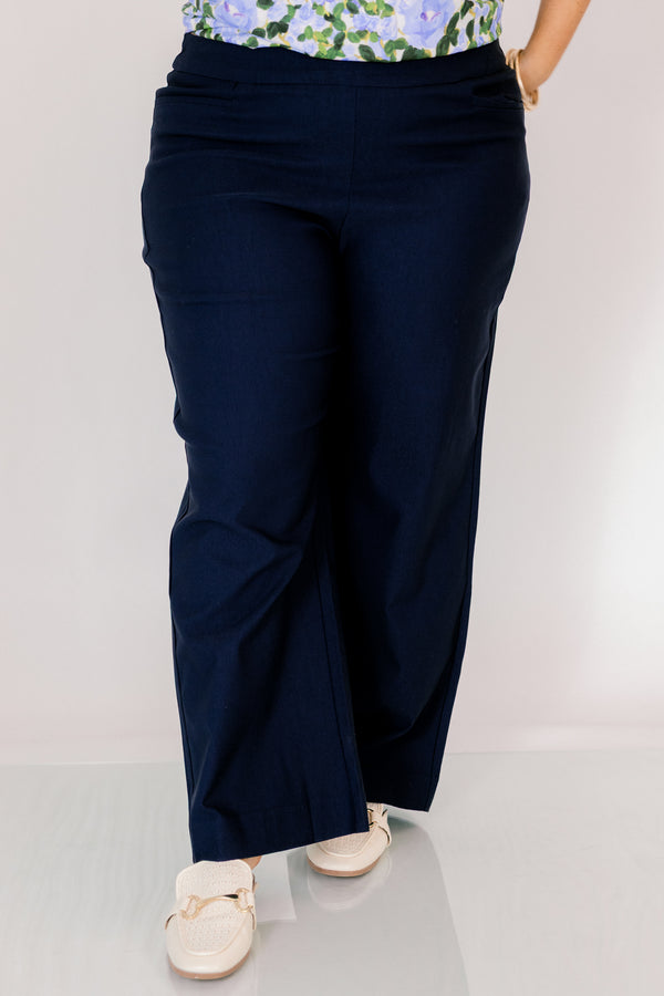 Chic Soul plus size clothing, navy straight leg pants
