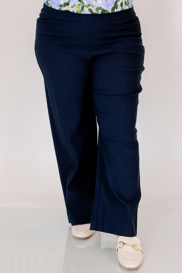 Chic Soul plus size clothing, navy straight leg pants