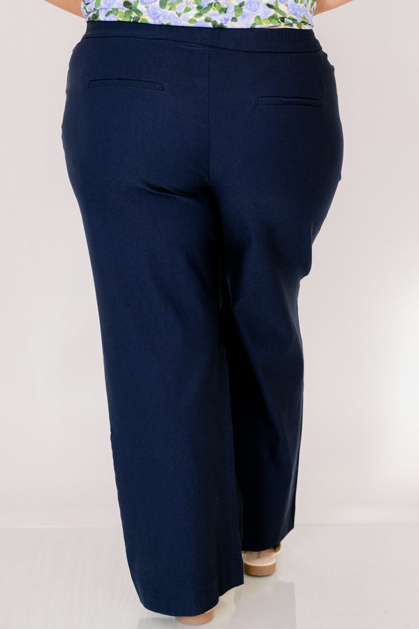 Chic Soul plus size clothing, navy straight leg pants