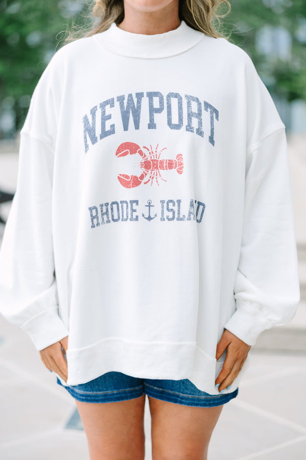 Chic Soul plus size clothing ivory comfy crew neck sweatshirt with coastal graphic