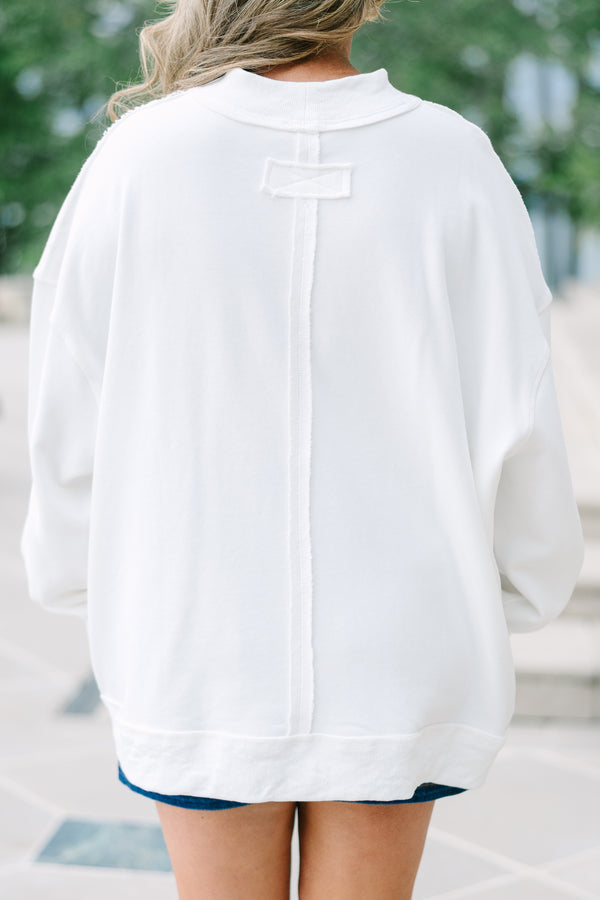Chic Soul plus size clothing ivory comfy crew neck sweatshirt with coastal graphic