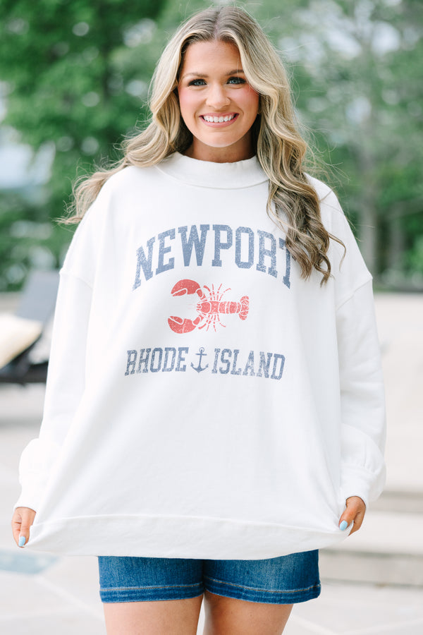 Chic Soul plus size clothing, ivory comfy crew neck sweatshirt with coastal graphic