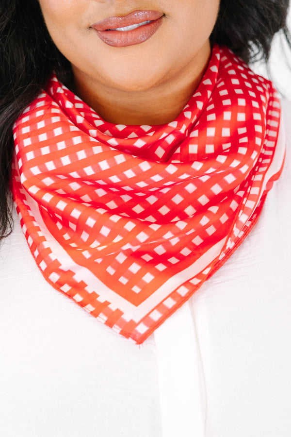 Plus size red and white gingham scarf