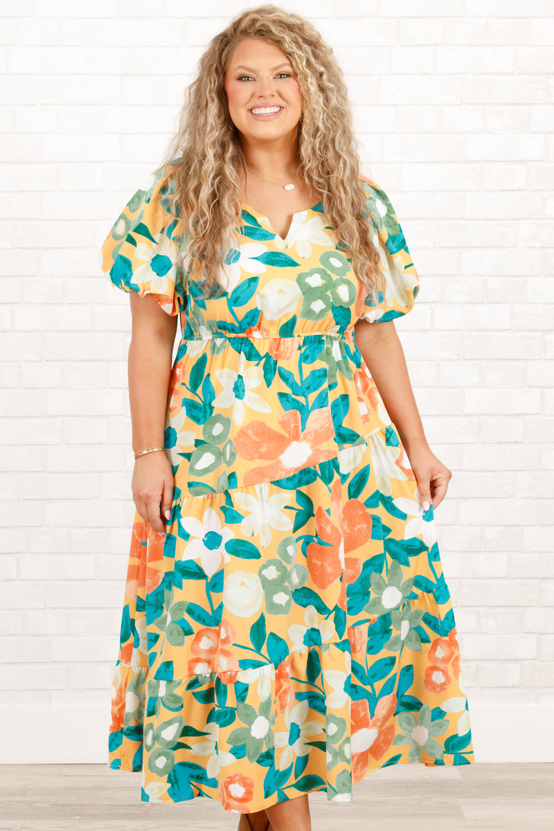 Summer Sunrise Dress, Apricot Mix – Chic Soul