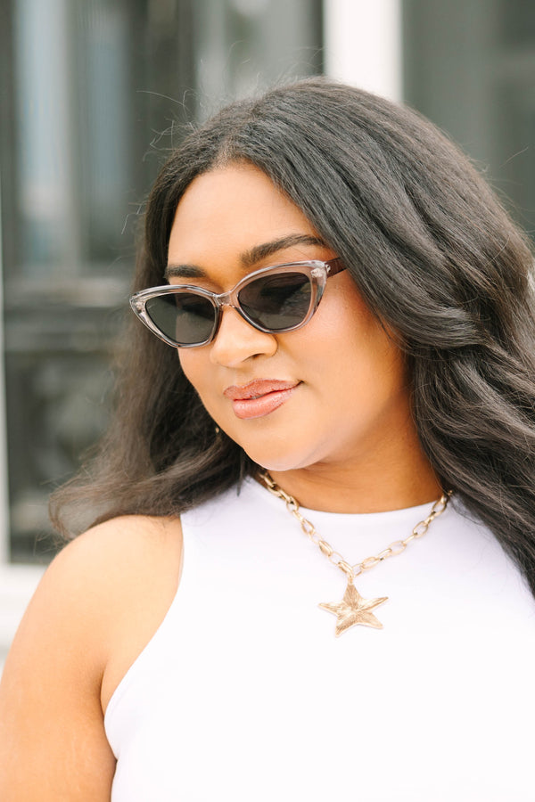 Chic Soul plus size clothing, dark opaque purple slight cat eye sunglasses