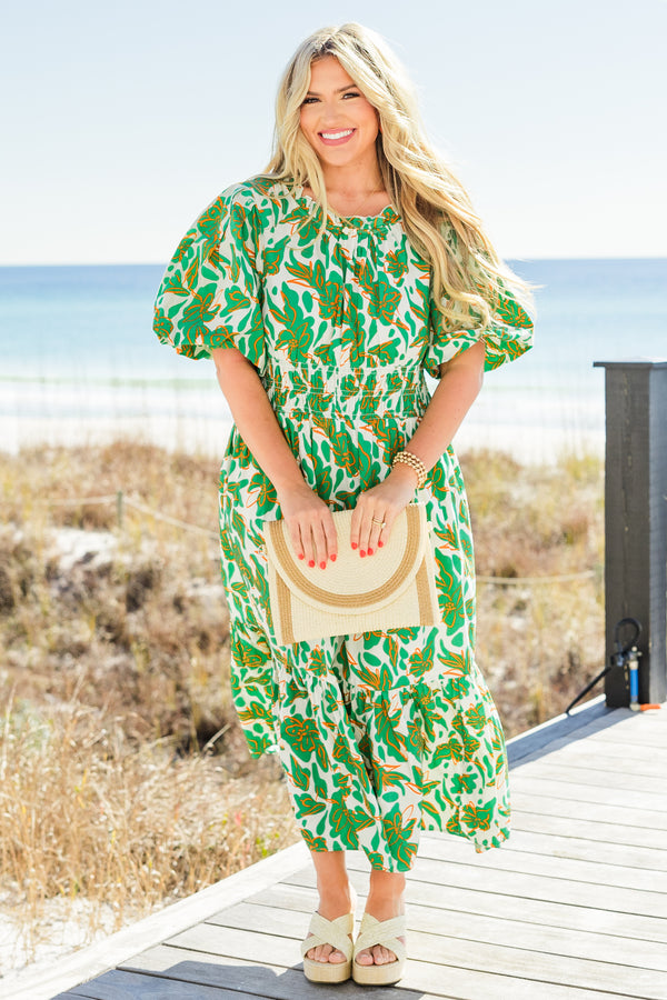 Women's Sunlit Stroll Maxi Dress, Green | Size: 1X By Chic Soul Women's Sunlit Stroll Maxi Dress, Green | Size: 1X By Chic Soul