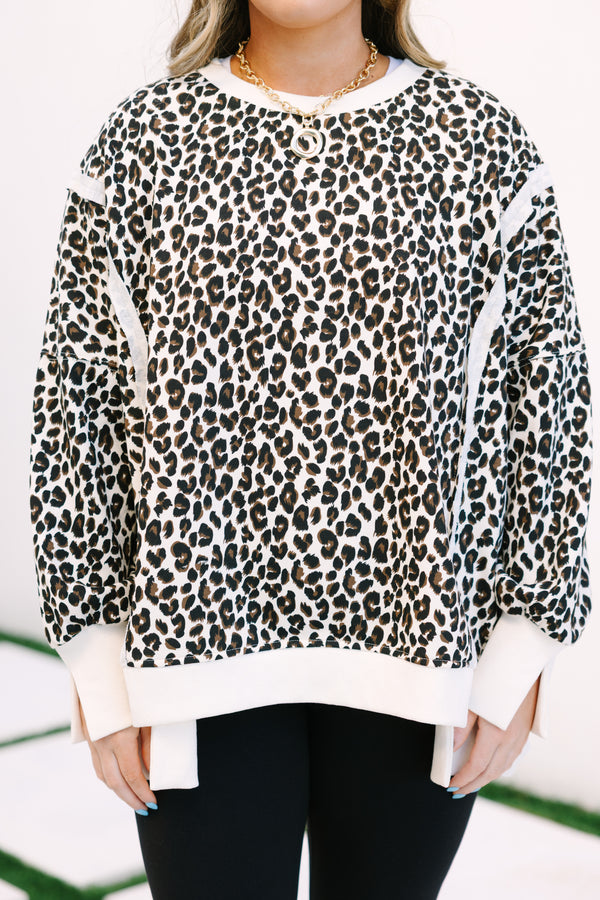 Chic Soul plus size clothing, white and black long sleeve crewneck oversized pullover