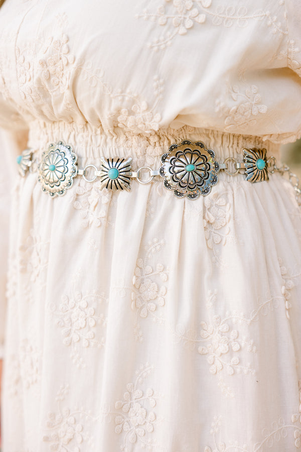 Chic Soul plus size clothing, silver medallion chain belt