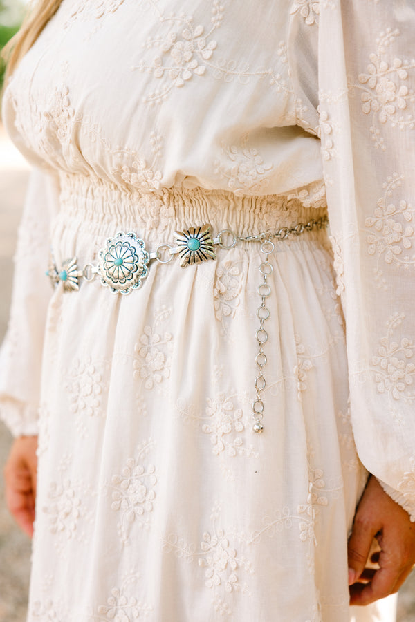 Chic Soul plus size clothing, silver medallion chain belt