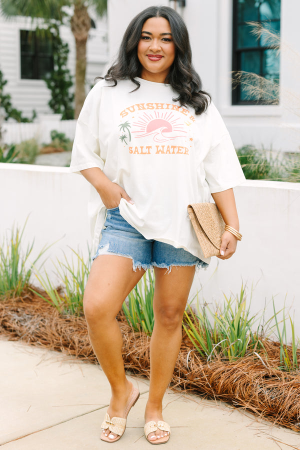 Chic Soul plus size clothing, white boyfriend tee with 