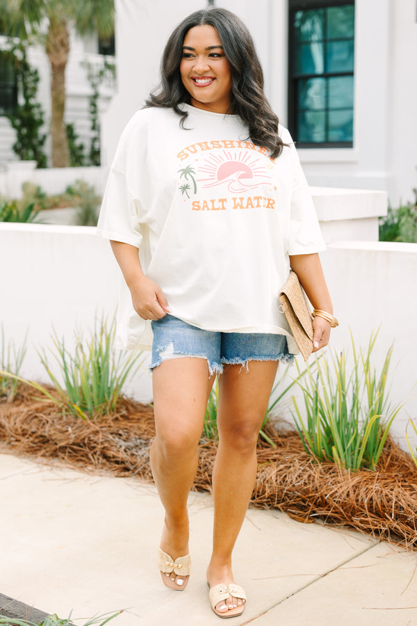 Chic Soul plus size clothing, white boyfriend tee with 