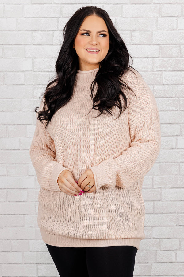 Chic Soul plus size clothing, pale pink knitted sweater