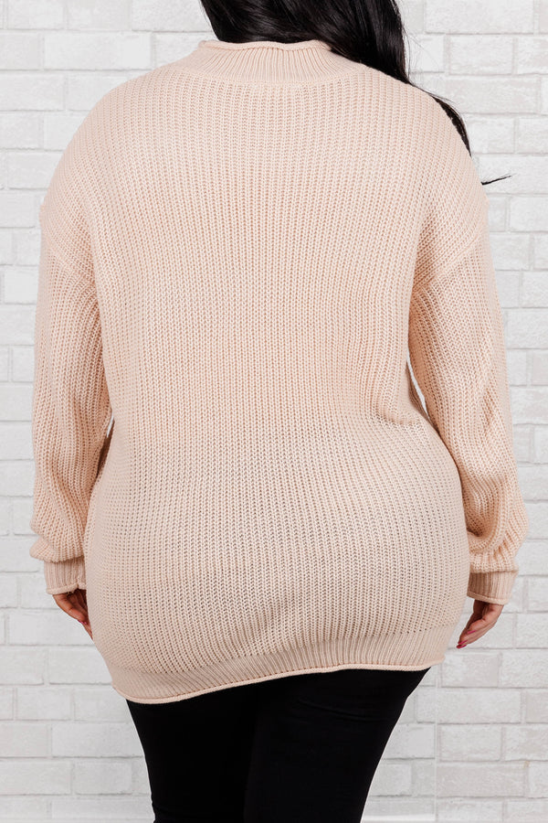 Chic Soul plus size clothing, pale pink knitted sweater