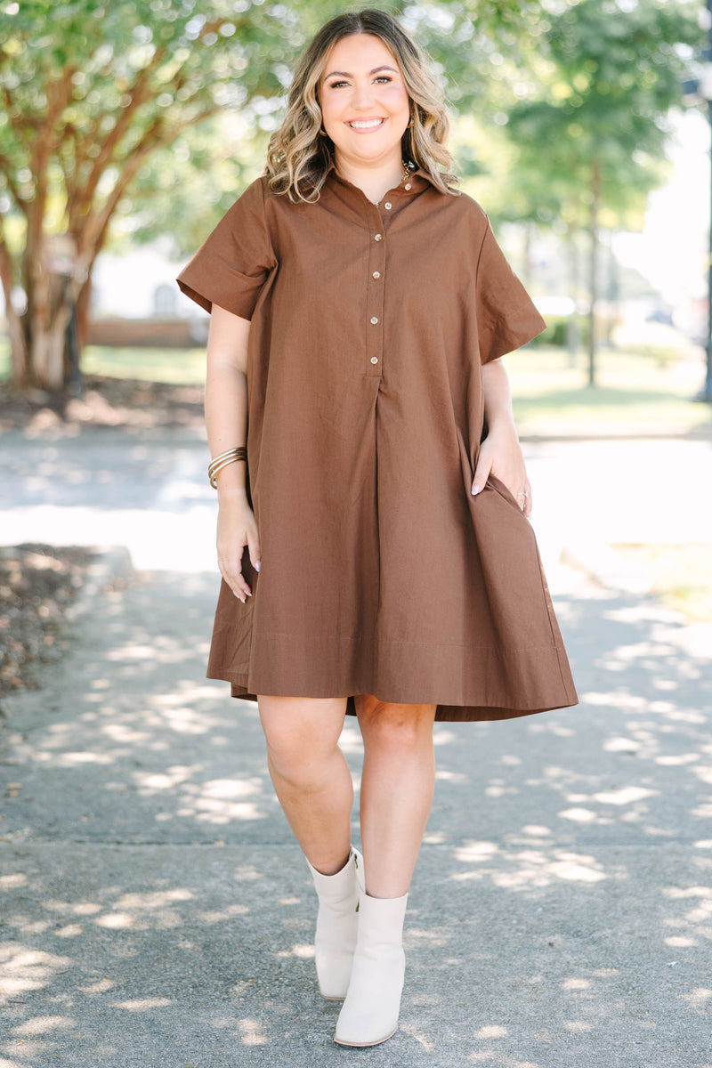 brown plus size a-line dress Sweet Breeze Dress, – Chic Soul Cupshe Girls Day White 1970’s pajamas Style:Jacket Fully lined