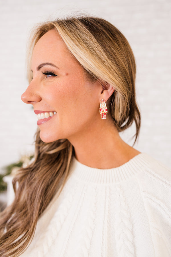 Sweet Nutcracker Earrings, Red