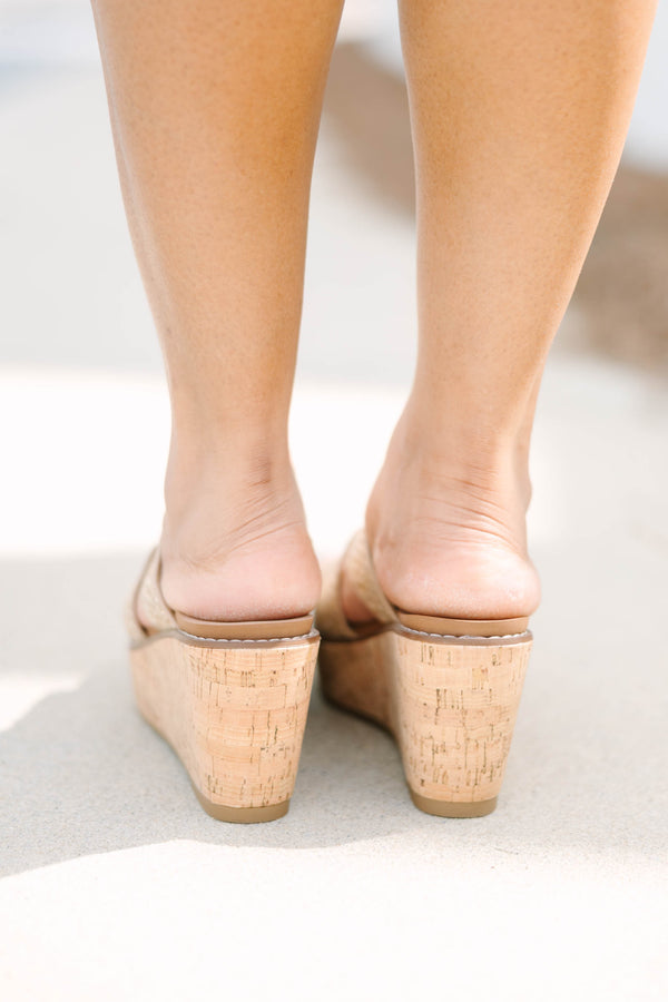 Chic Soul plus size clothing, rattan and wooden block wedge sandals 