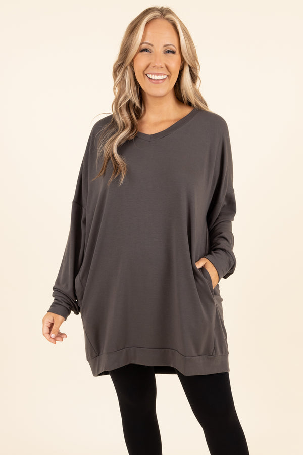 V neck 2024 tunic sweatshirt