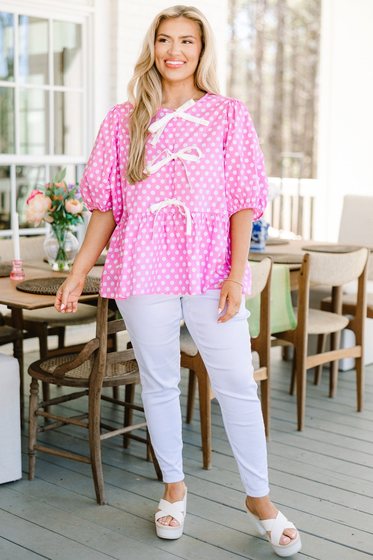 Take It Easy Now Top, Pink Polka Dot – Chic Soul