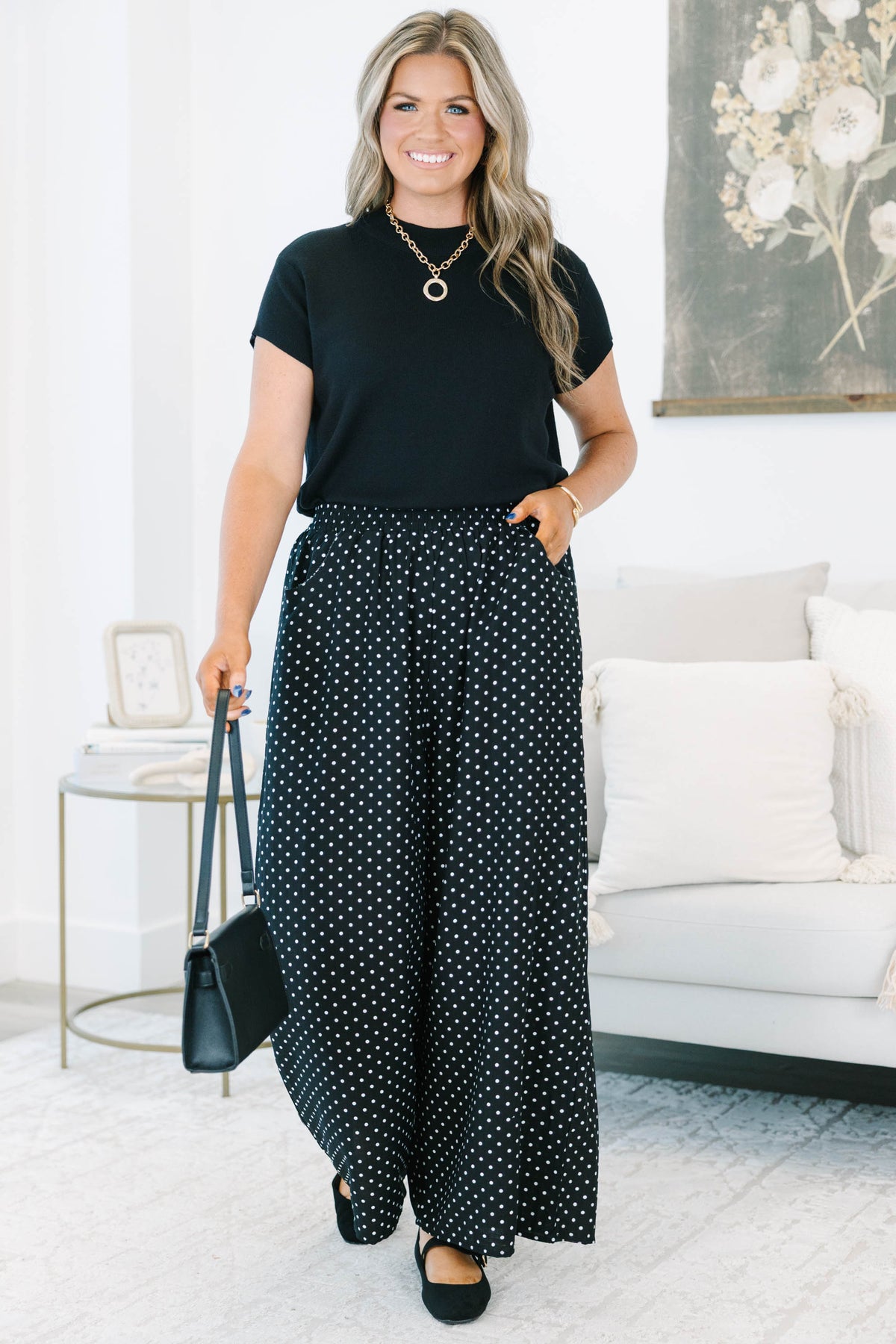 Taking Time Pants, Black Polka-Dot – Chic Soul