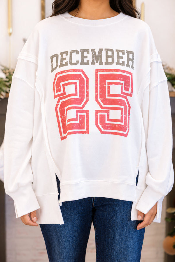 Chic Soul plus size clothing, ivory oversized crew neck with 