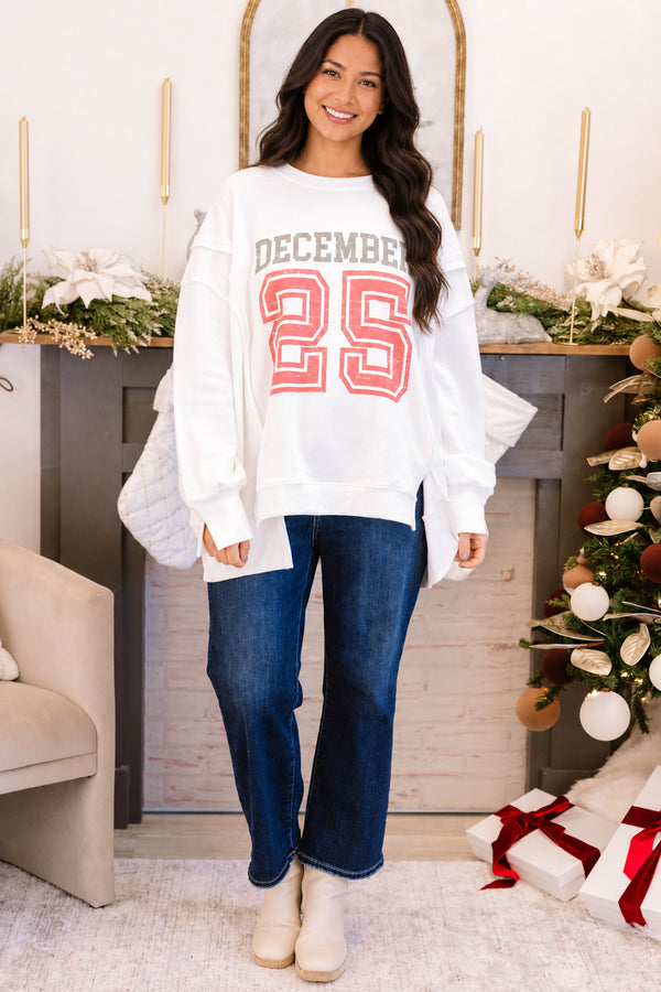 Chic Soul plus size clothing, ivory oversized crew neck with 