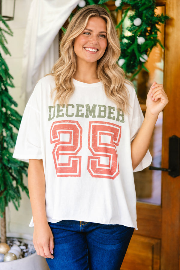 Chic Soul plus size clothing, white oversized slightly cropped vintage wash tee with 