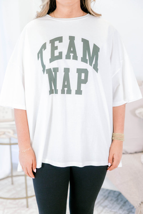 Chic Soul plus size clothing, white short sleeve boyfriend tee with 