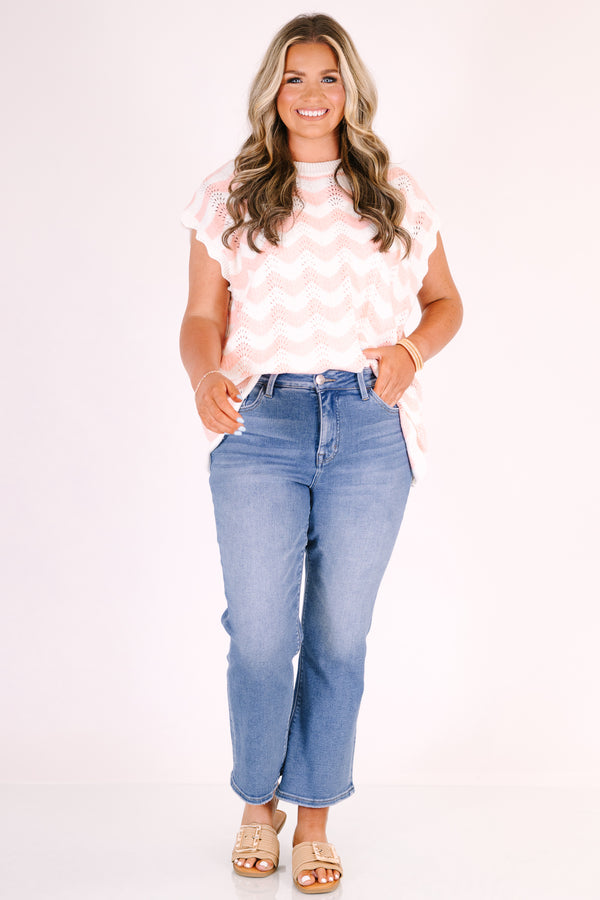 Chic Soul plus size clothing, medium wash mid rise crop flare jeans