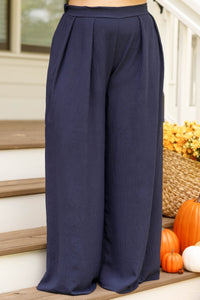 Plus Size Wide Leg Pant in Navy, Cool Plus Size Clothing - See
