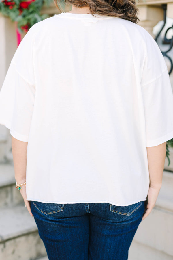 Plus Size white vintage wash tee with a graphic of a cocktail glass and 
