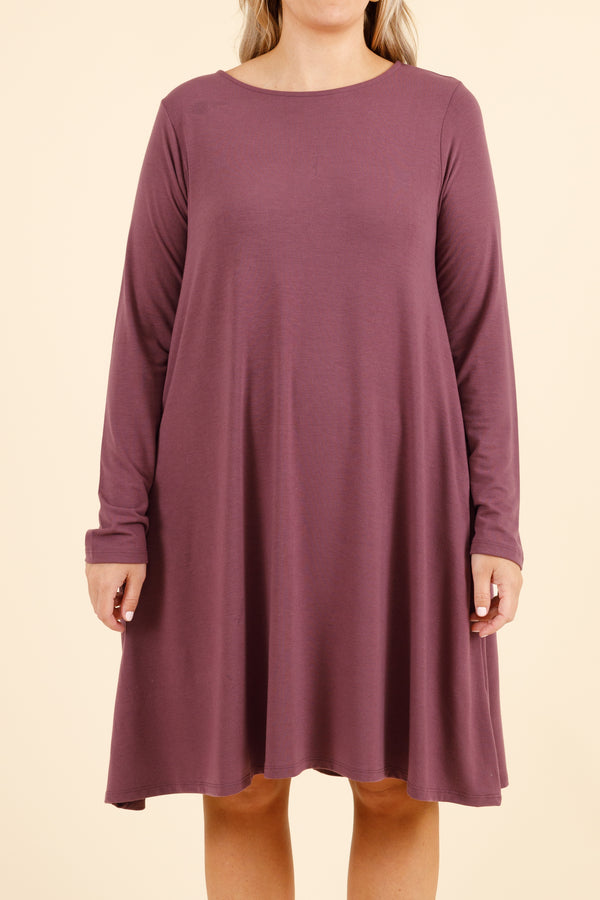 Chic Soul plus size clothing, lilac grey flowy dress with pockets