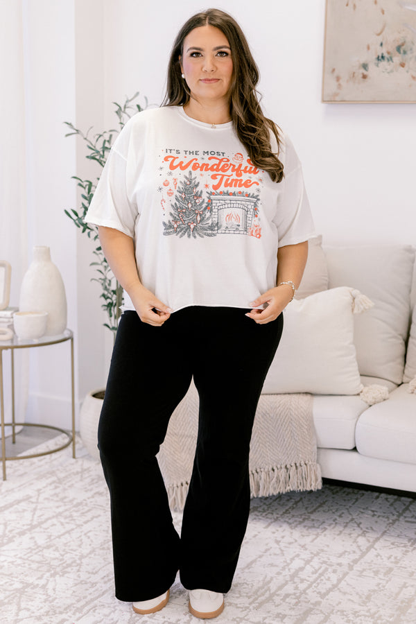 Chic Soul plus size clothing, white short sleeve vintage wash cropped tee with 