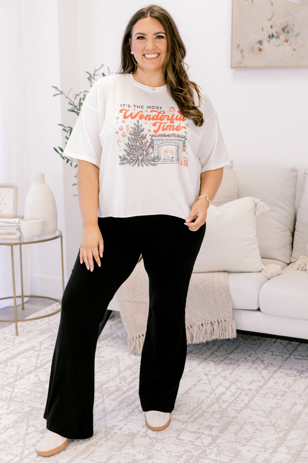 Chic Soul plus size clothing, white short sleeve vintage wash cropped tee with 