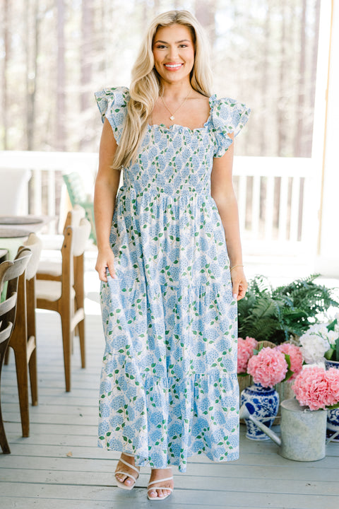 The Wildflower's Song Maxi Dress, Blue – Chic Soul