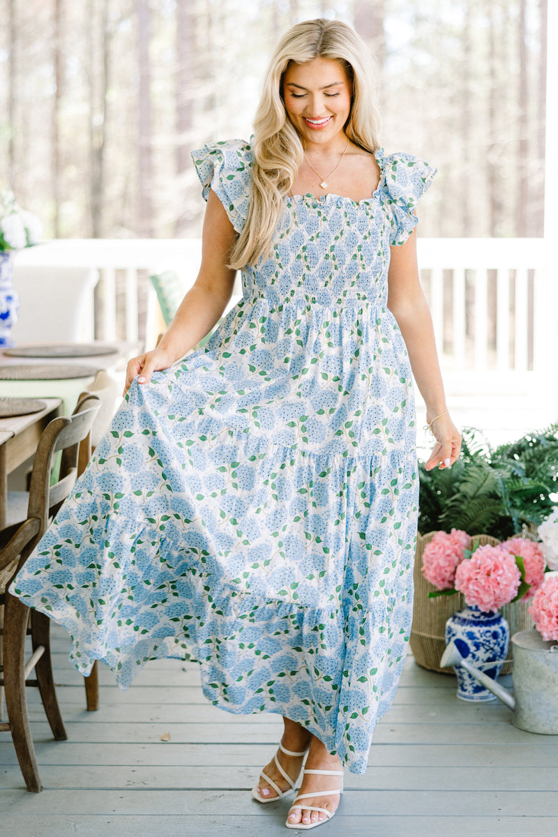 in the flower maxi dress Blue Floral tailored exclusively for tall goddesses Black Floral Print Satin Maxi