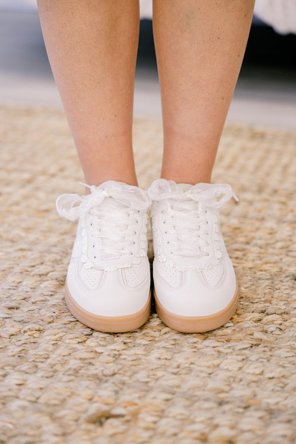 Chic Soul plus size clothing, light tan and white lace up sneakers 
