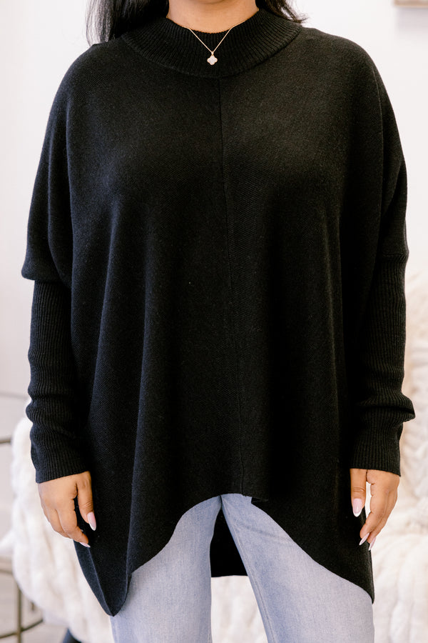 Chic Soul plus size clothing, black long sleeve sweater tunic